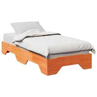 vidaXL Bedframe zonder matras stapelbaar wasbruin 90x190 cm hout, stapelbaar bed, eenpersoons stapelbed, bedbodem, stapelbaar eenpersoonsbed