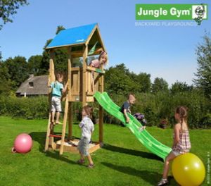 Houten speeltoestellen Jungle Castle met glijbaan