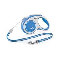 Flexi Nieuw Comfort Cord Grijs & Blauw Kleine 8m intrekbare hondenriem/riem voor honden tot 12kgs/26lbs