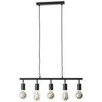 Brilliant Lamp Tiffany bar pendel 5flg zwart mat metaal zwart 5x A60, E27, 28 W