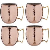 4x Cocktailbeker/cocktailglas Moscow Mule 450 ml gehamerd koper