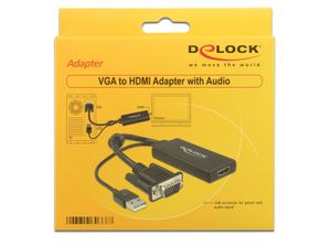 DeLOCK 0.25m VGA+USB2.0-A/HDMI 0,25 m VGA (D-Sub) + USB Zwart