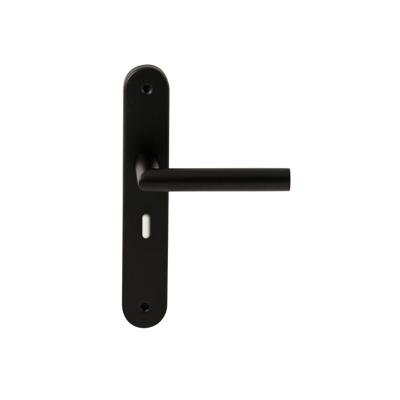 Hardbrass Deurkruk Toledo op ovaal langschild sleutelgat 56mm - zwart Hardbrass Deurkruk Toledo op ovaal langschild sleutelgat 56mm - zwart