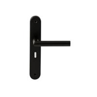 Hardbrass Deurkruk Toledo op ovaal langschild sleutelgat 56mm - zwart
