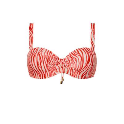 Beachlife strapless bandeau bikinitop met zebraprint wit/rood/roze Beachlife strapless bandeau bikinitop met zebraprint wit/rood/roze