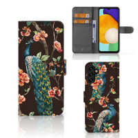 Samsung Galaxy A04s | Samsung Galaxy A13 5G Telefoonhoesje met Pasjes Pauw met Bloemen