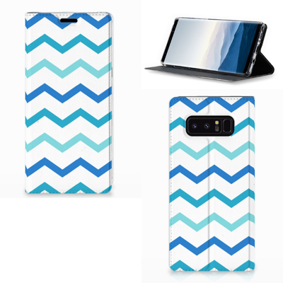 Samsung Galaxy Note 8 Hoesje met Magneet Zigzag Blauw