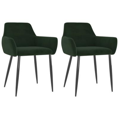 vidaXL Eetkamerstoelen 2 st fluweel donkergroen vidaXL Eetkamerstoelen 2 st fluweel donkergroen