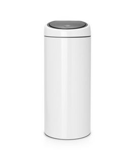 Brabantia Touch Bin, 30L Rond Kunststof, Roestvrijstaal Wit