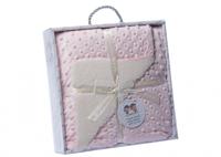 Gamberritos babydeken fleece 110 x 140 cm roze/wit
