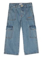 Moschino Kids jean cargo à logo brodé - Bleu