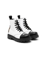 Moschino Kids bottines en cuir à logo imprimé - Blanc - thumbnail