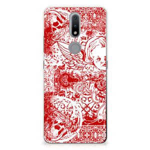 Silicone Back Case Nokia 2.4 Angel Skull Rood