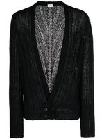 Saint Laurent cardigan en maille ajourée à col v - Noir