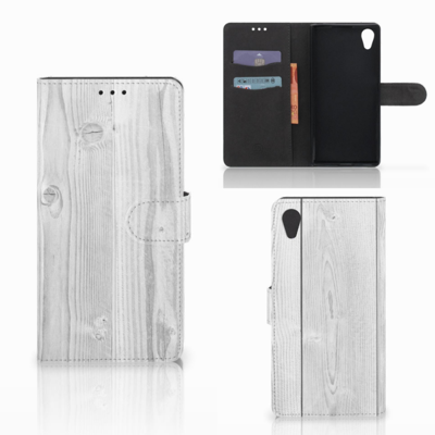 Sony Xperia XA1 Plus Book Style Case White Wood
