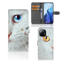 Xiaomi Mi 11 Telefoonhoesje met Pasjes Witte Kat - thumbnail