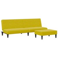 vidaXL 2-delige Loungeset fluweel geel, bankenset, sofa, stoffen bank, bank, tv-stoel, fauteuil, beklede bank, fluwelen bank, loungebank