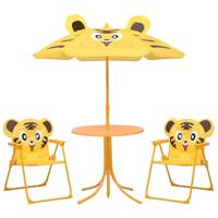 vidaXL 3-delige Bistroset voor kinderen met parasol geel