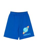 Versace Kids short en coton à logo imprimé - Bleu