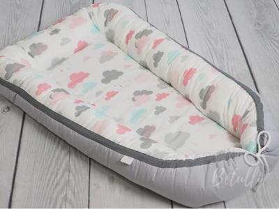 Babynestje Wolkjes Grijs/Roze Betulli