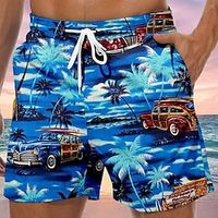 Voor heren Boardshorts Zwemshorts Lange zwembroeken Zomer korte broeken Strandshorts Trekkoord met Mesh-voering Elastische taille Automatisch Kokosnootboom Grafische prints Sneldrogend Korte Casual Lightinthebox