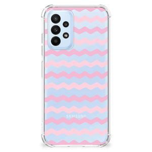 Samsung Galaxy A23 Doorzichtige Silicone Hoesje Waves Roze