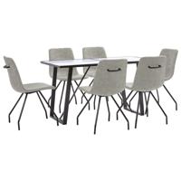 vidaXL 7-delige Eethoek kunstleer grijs