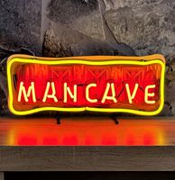 Mancave Rood Geel Neon Verlichting Met Achterplaat - 60 x 27 cm - thumbnail