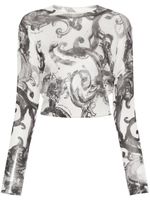 Versace Jeans Couture haut crop Watercolour Couture - Blanc