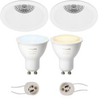 Pragmi Pollon Pro - Inbouw Rond - Mat Wit - Verdiept - Ø82mm - Philips Hue - Led Spot Set Gu10 - White Ambiance -