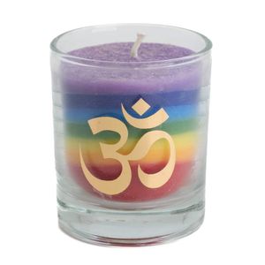 Fair Trade 7 Chakra's OHM Stearine Kaars in Glas