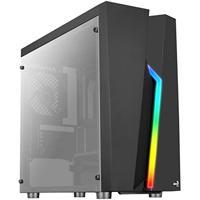Aerocool Bolt Mini MATX RGB PC Gaming Case, MATX & Mini-ITX, Full Tempered Glass Side Panel, RGB LED Strip Included, 13 Lighting Modes, 1 x 120mm Black Fan Included, High Performance MATX Case, Black