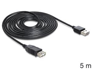 Delock USB-kabel USB 2.0 USB-A stekker, USB-A bus 5.00 m Zwart Stekker past op beide manieren, Vergulde steekcontacten, UL gecertificeerd 83373