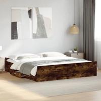 vidaXL Bedframe met lades bewerkt hout gerookt eikenkleurig 200x200 cm, bed, bed ombouw, 2 persoonsbed, bedbodem, slaapkamermeubel, tweepersoonsbed