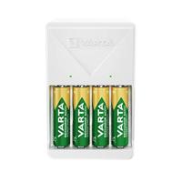 Varta Plug Charger voor 2/4 AA, AAA NiMH oplaadbare batterijen (incl 4x AA 2100 mAh batterijen), EU-stekker,Wit