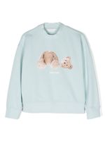 Palm Angels Kids sweat en coton à imprimé ourson - Bleu