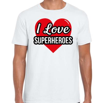 I love superheroes / superhelden verkleed t-shirt wit voor heren - Outfit verkleed feest L - I love superheroes / superhelden verkleed t-shirt wit voor heren - Outfit verkleed feest L -