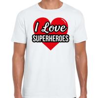 I love superheroes / superhelden verkleed t-shirt wit voor heren - Outfit verkleed feest L  -