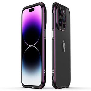 Polar Lights Style iPhone 14 Pro Max Metalen Bumper - Zwart / Paars