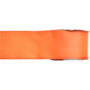 1x Oranje satijnlint rollen 2,5 cm x 25 meter cadeaulint verpakkingsmateriaal   -