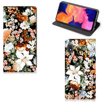 Smart Cover voor Samsung Galaxy A10 Dark Flowers - thumbnail