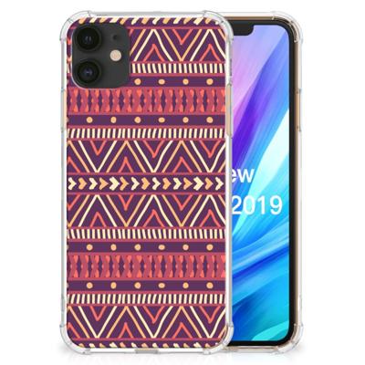 Apple iPhone 11 Doorzichtige Silicone Hoesje Aztec Paars Apple iPhone 11 Doorzichtige Silicone Hoesje Aztec Paars
