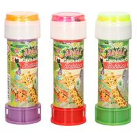 24x Jungle/safari dieren bellenblaas flesjes met bal spelletje in dop 60 ml voor kinderen