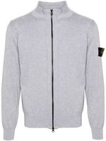 Stone Island cardigan zippé à patch Compass - Gris