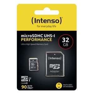 Intenso 32GB microSDHC Performance microSD-kaart 32 GB Class 10 UHS-I Waterdicht