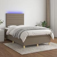 vidaXL Boxspring met matras en LED stof taupe 120x200 cm, bed, boxspringbed, tweepersoonsbed, slaapmeubel, boxspring bed, bed met matras, bedframe