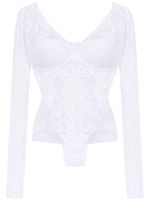 Amir Slama long sleeved lace bodysuit - Blanc