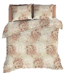 Romanette Flanellen Dekbedovertrek Calanche Beige/Terra-1-persoons (140 x 200/220 cm)