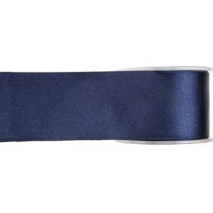 1x Hobby/decoratie navyblauwe satijnen sierlinten 2,5 cm/25 mm x 25 meter