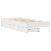 vidaXL Bedframe massief grenenhout wit 90x200 cm, bed, bed ombouw, eenpersoonsbed, bedbodem, slaapkamermeubel, 1 persoonsbed, bed met opbergruimte